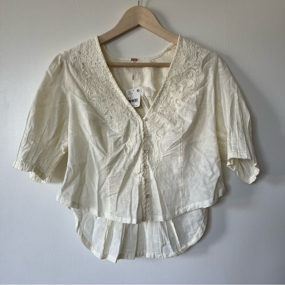 NWT Free People Lace Button Down Top Size XS